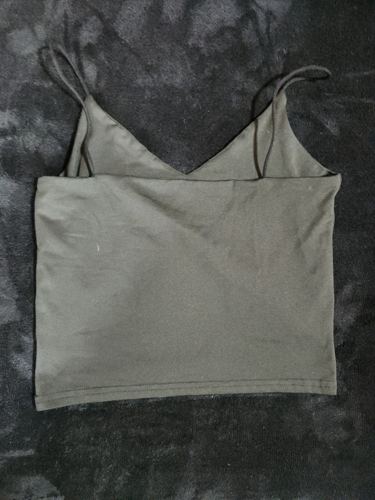 Black Crop Top Athletic Compression spaghetti strap built in bra Size M