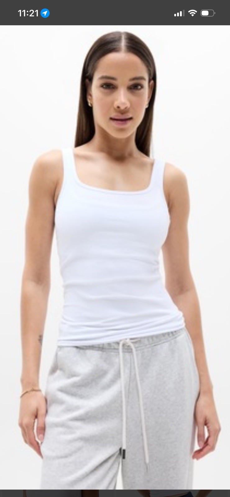 Athleta White Renew Ribbed Seamless Square Neck Tank-Size S-NWOT