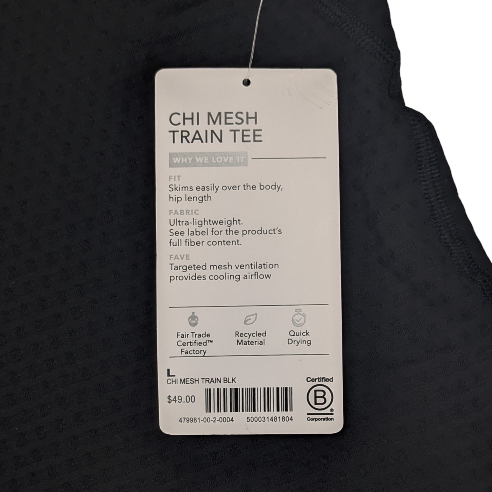 NEW Athleta Chi Mesh Train Tee Womens L Black Lightweight Workout Active Gym NWT