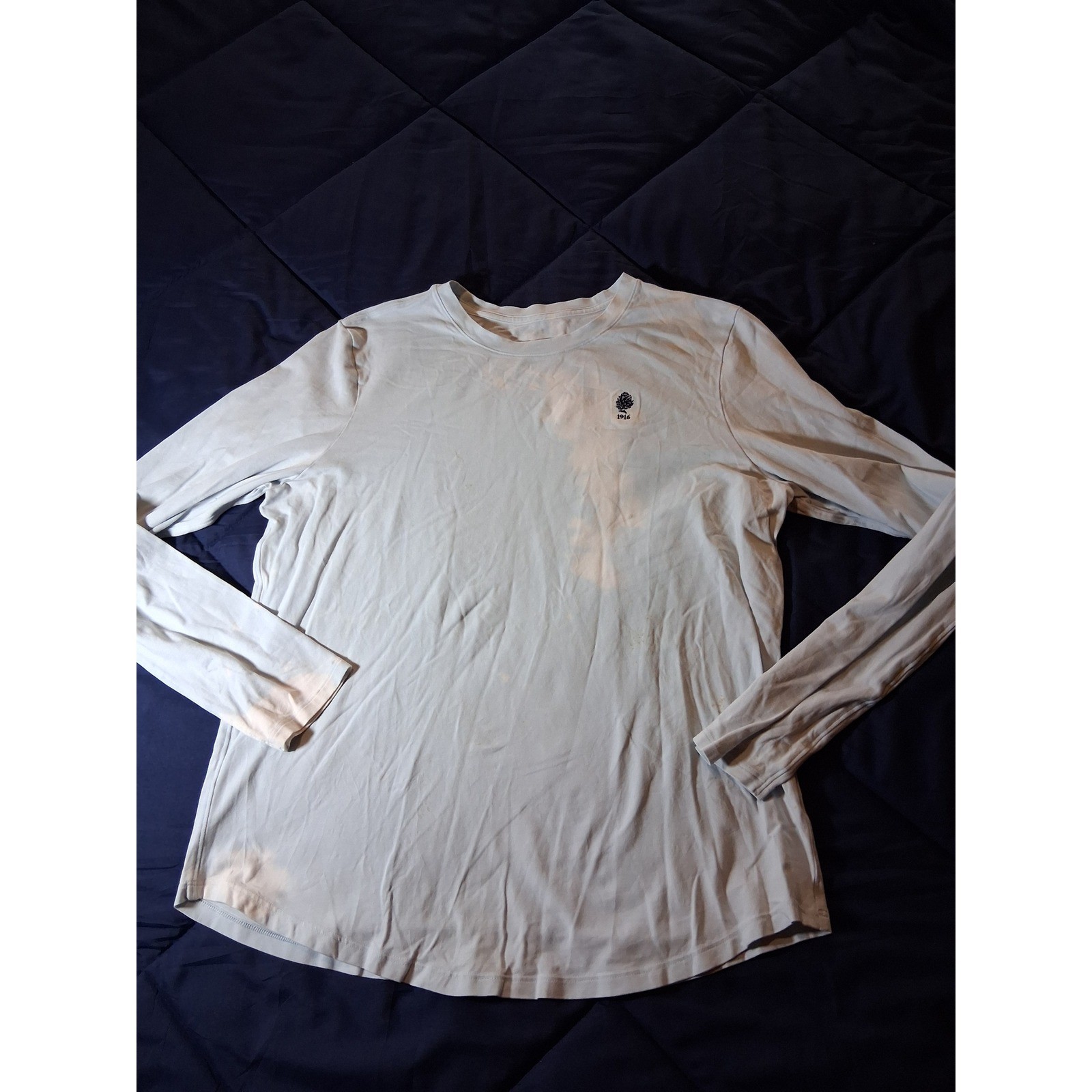 Lululemon Womens Long Sleeve Athletic Top Light Blue 1916 Logo Size 10