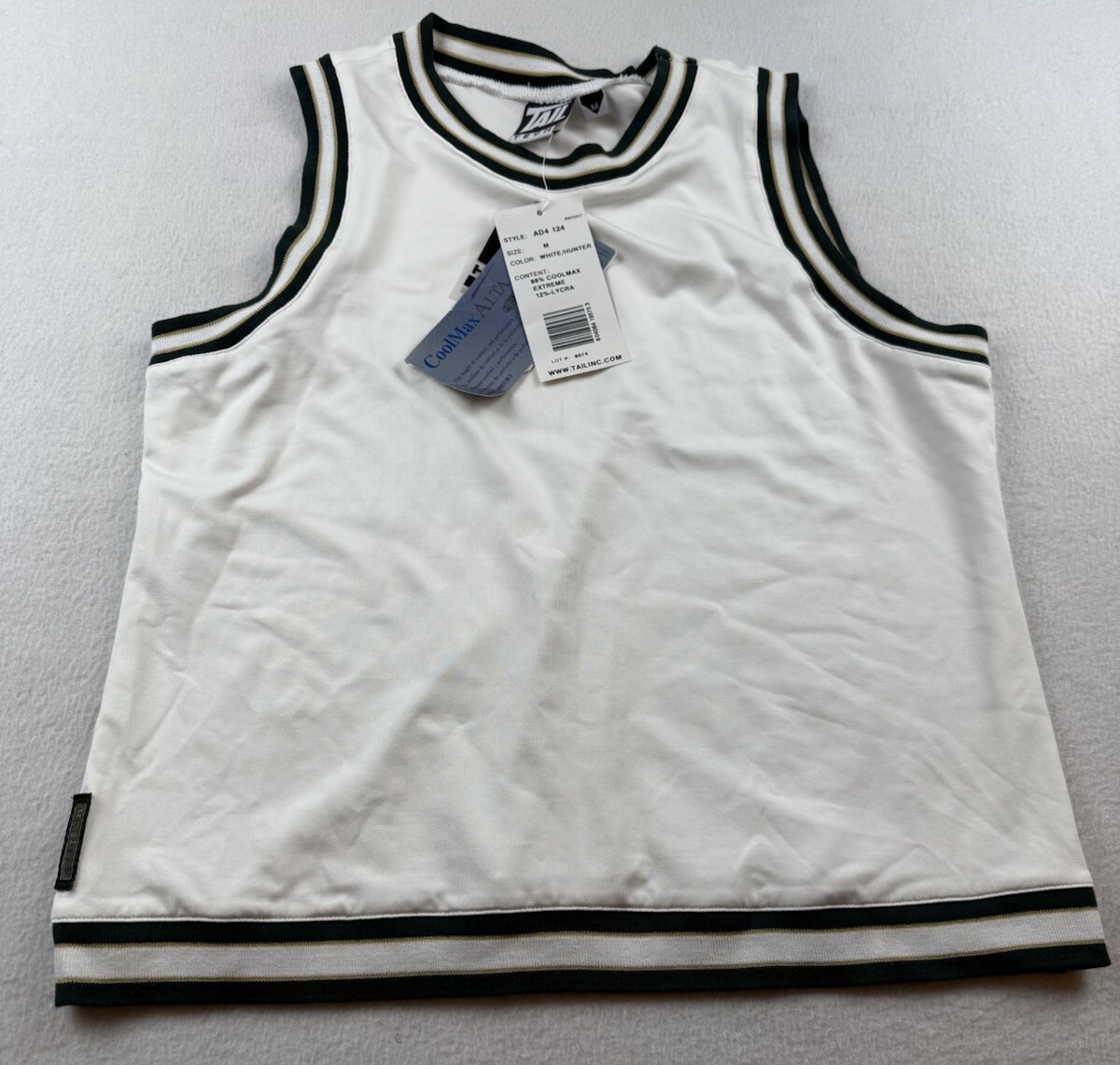 Tail Tech White Performance Athletic Tank Hunter Green Gold Trim Size M NWT