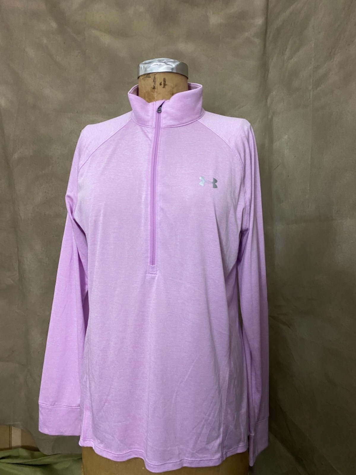 Under Armour Pullover Pink Athletic Tech 1/2 Zip HEATGEAR Loose Top Womens XL