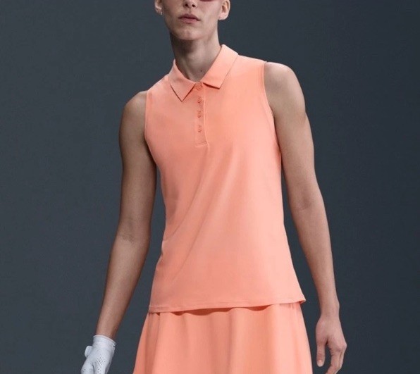 $55 Nike Women’s Dri-FIT Sleeveless Golf Polo Shirt FQ1572-Peach-Medium- NEW