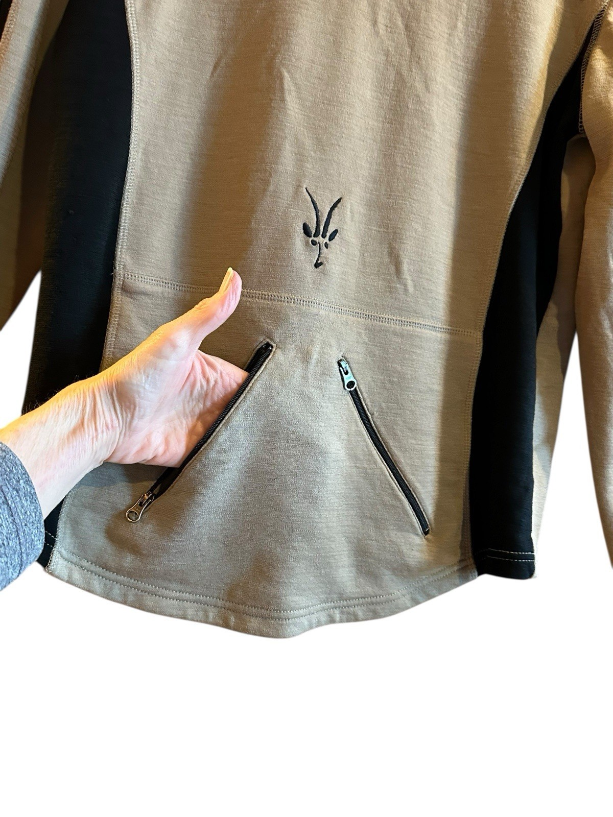 Ibex Womens Large Merino Wool Base layer Outdoor Hiking Camping Fishing 1/2 Zip