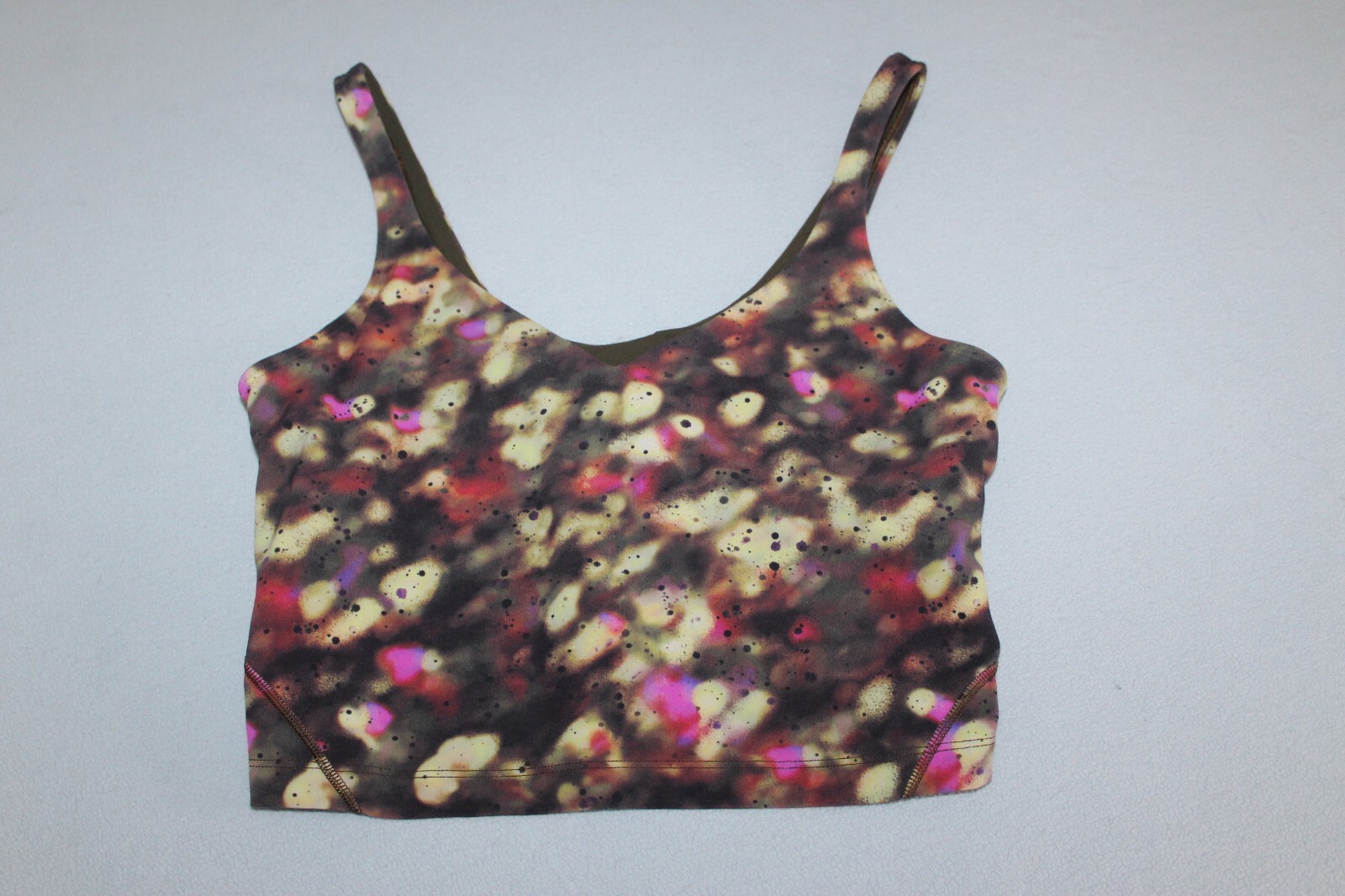 LULULEMON Khaki Green & Multicolor ALIGN Cropped Tank Sports Bra US 8