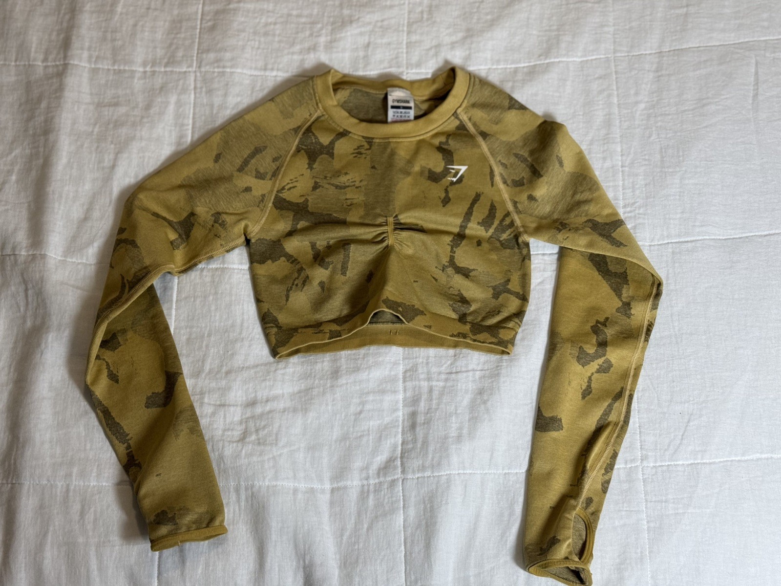 Gymshark Crop Top Womens Size S Adapt Camo Seamless Long Sleeve Logo Polyamide