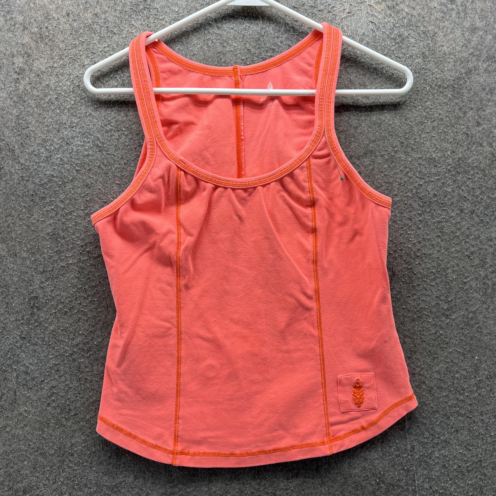 Free People Tank Top Womens Large Orange Scoop Neck Stretch Athletic Yoga