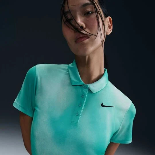 $65 Nike Women’s SS Golf Polo Shirt-FQ1798 Glacier Blue/Green Frost-Small-New