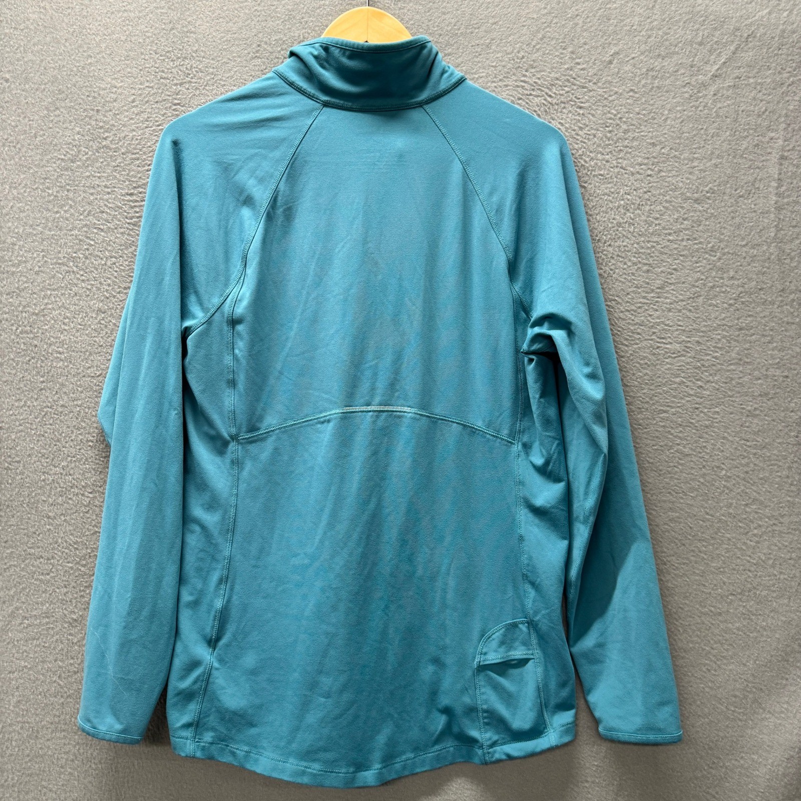 LL Bean 1/4 Zip Pullover Womens Large Teal Activewear Hiking Gorpcore Thumbholes