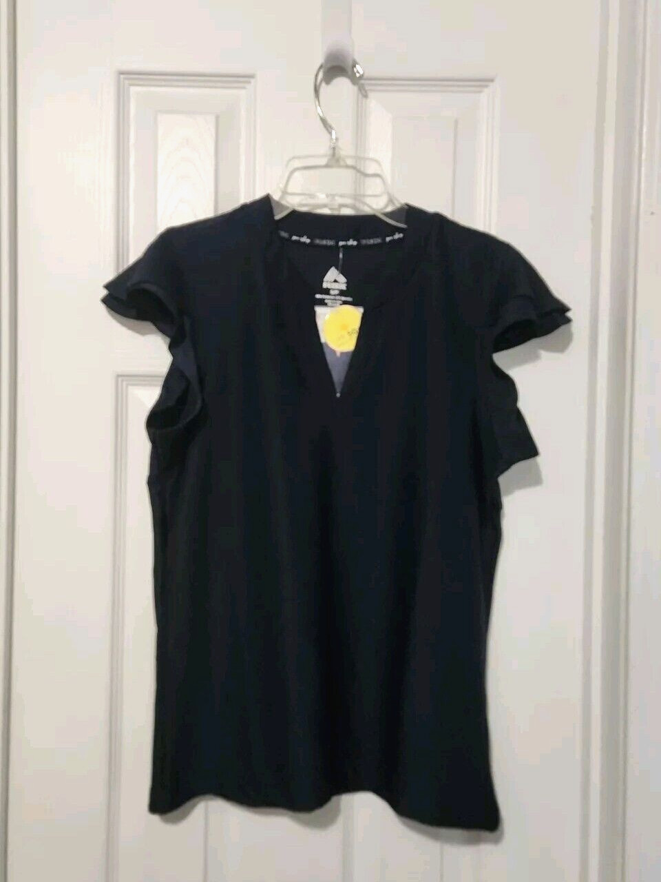 RBX Flutter Sleeve Split neck Textured UPF 50+ Rib Top Women’s S NWT $48