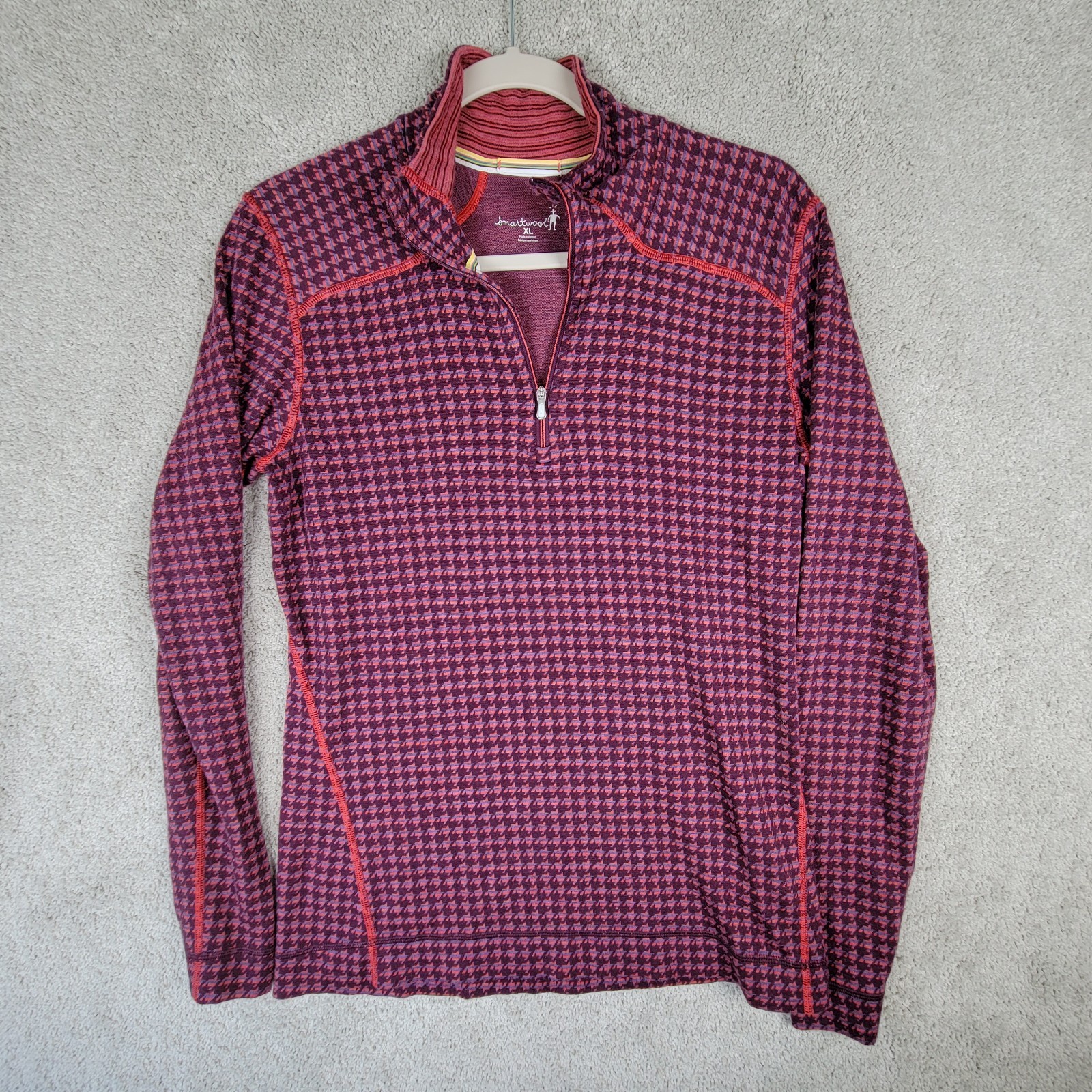 Smartwool Quarter Zip Pullover Merino Wool Baselayer Size XL Hiking Camping