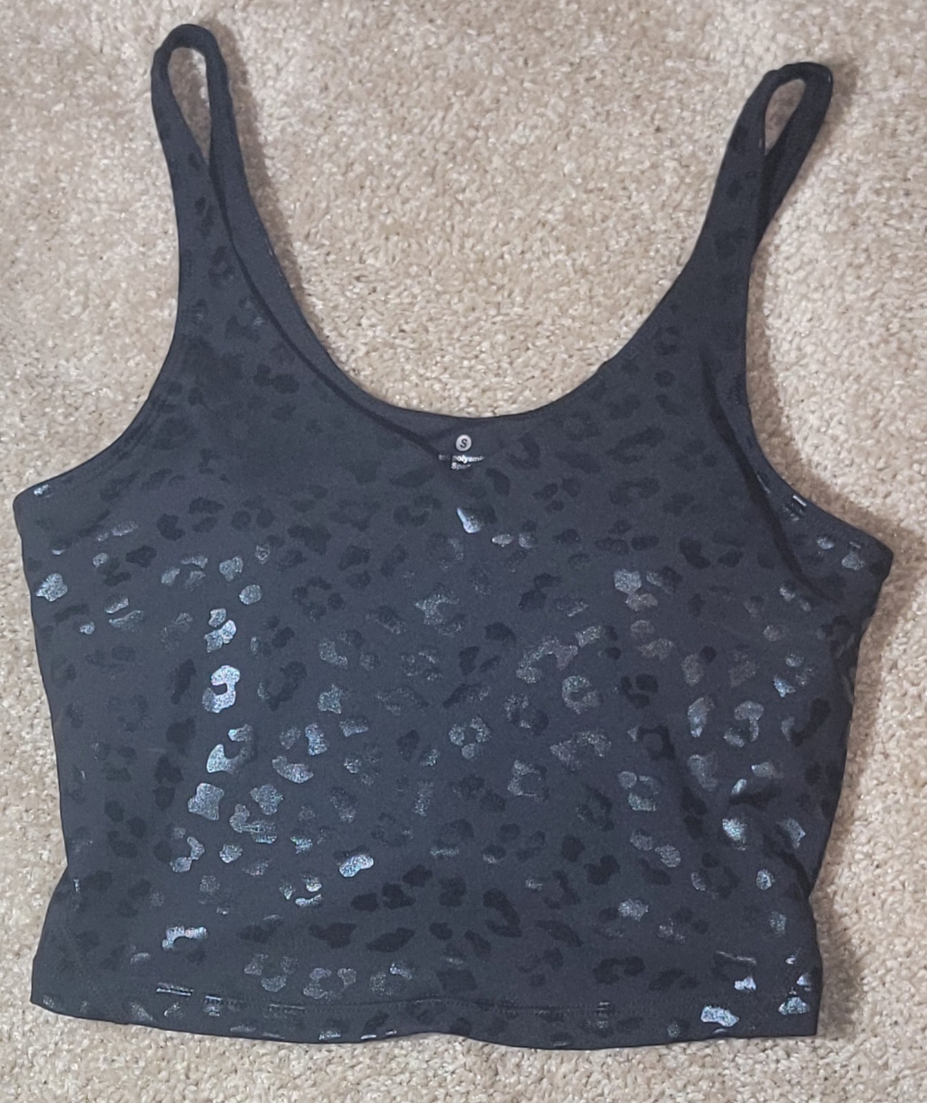 Women’s Black Leopard Print Cropped Athletic Tank Top Sleeveless Athletic Fit
