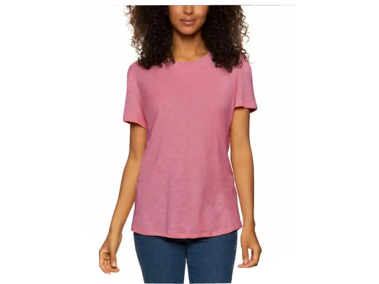 New Felina Ladies’ Crew Tee Soft Jersey T-Shirt Crewneck Heather Rose MEDIUM