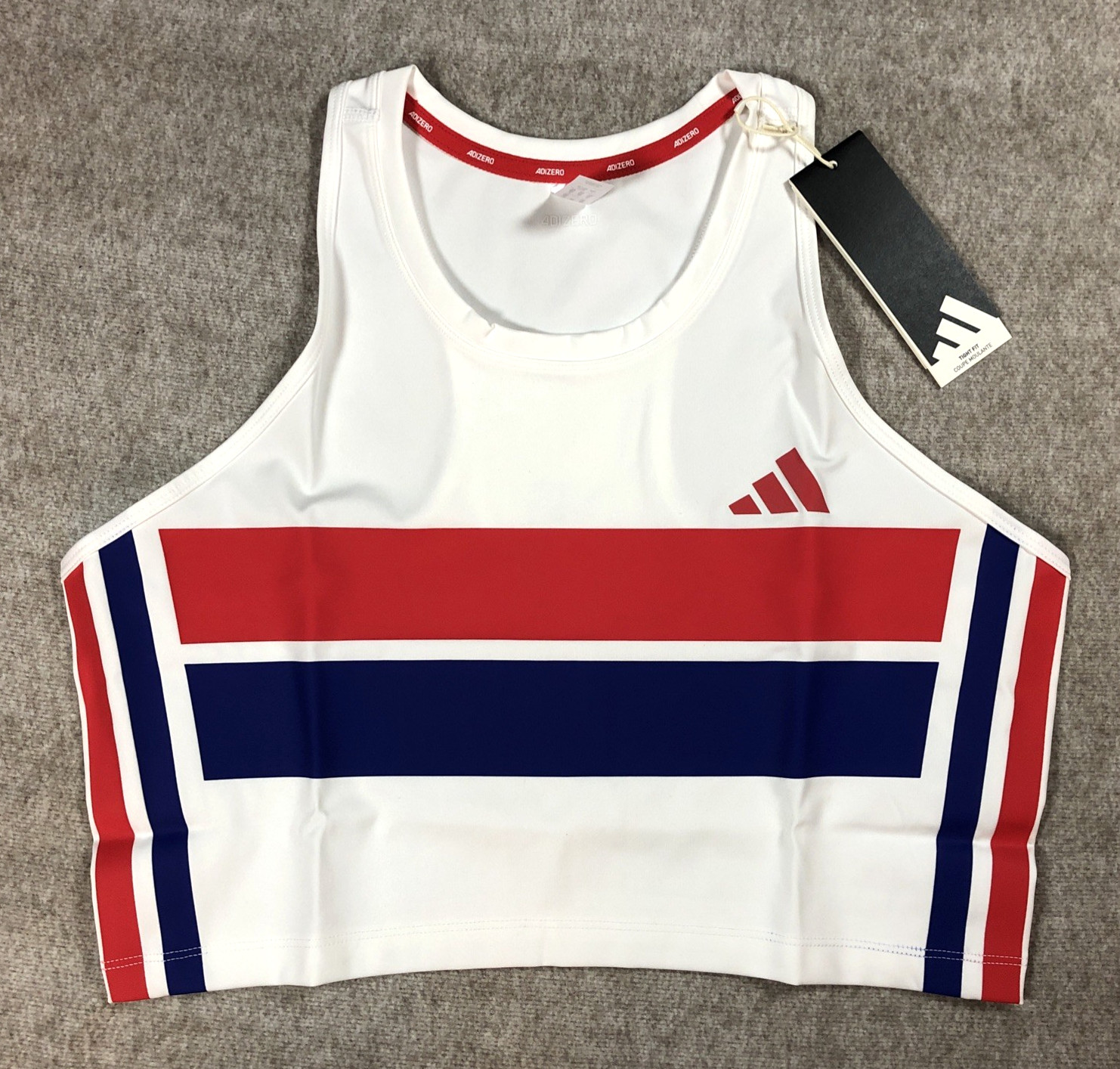 Adidas Womens Running Adizero Retro Running Crop Top UK XL 20 22 White Red Blue