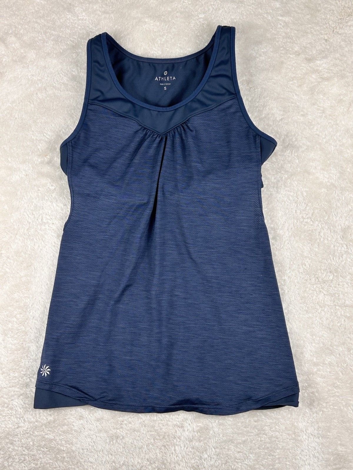 Athleta Tank Top Womens Small Blue Built In Bra Racerback Pockets Athletic Gym