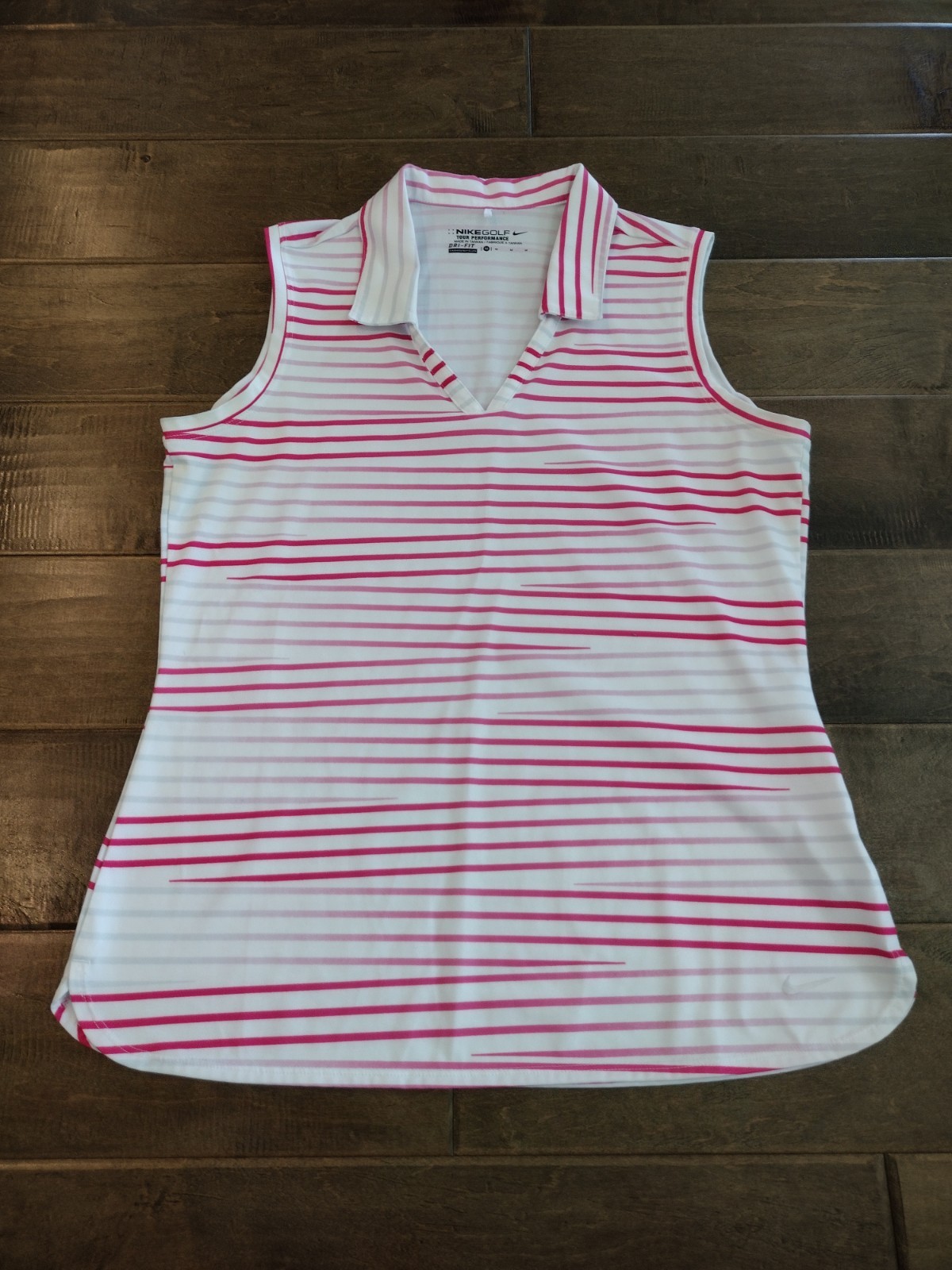 NIKE GOLF Women’s Tour Performance white pink Polo Collared sleeveless top M