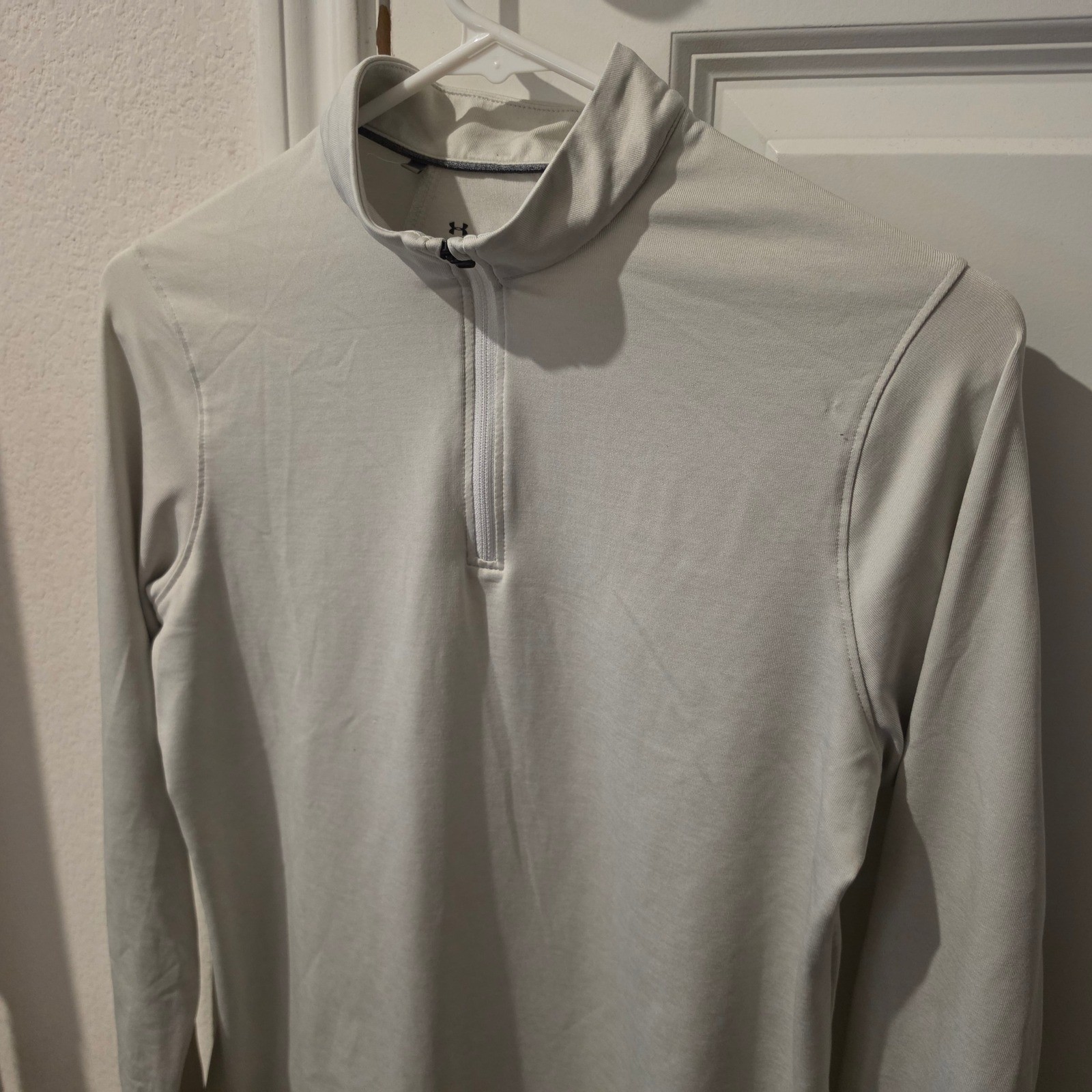 Under Armour Womens Small Light Gray Quarter Zip Long Sleeve Fitted Active Top