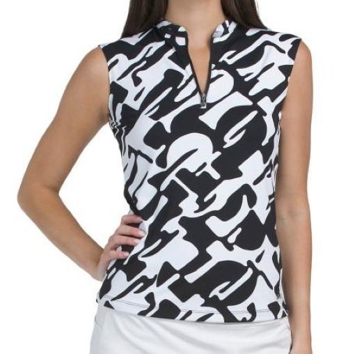 NWT Ladies NIVO Black & White Linnea Sleeveless Mock Golf Shirt S M L XL XXL
