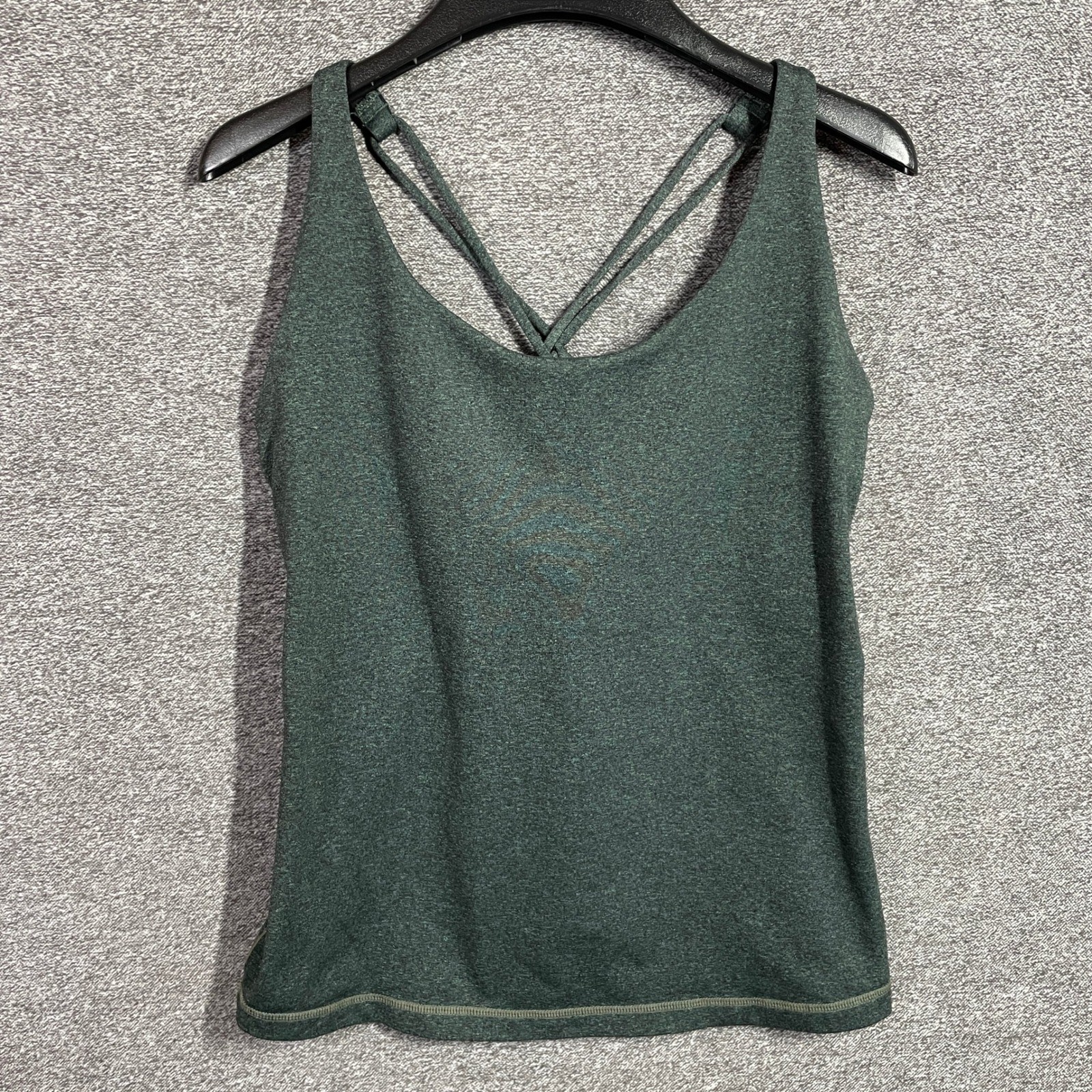 Prana Tank Top Womens L Green Heathered Strappy Racerback Yoga Built-in Bra