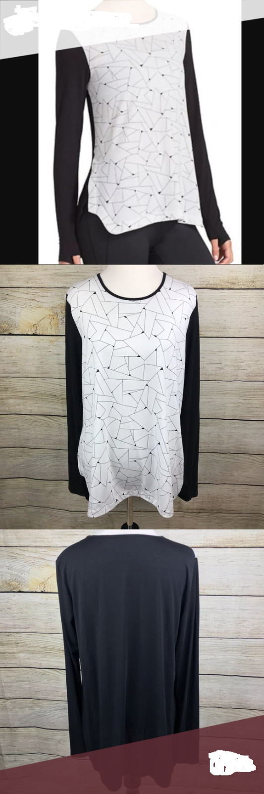 Athleta Derek Lam Geometric Long Sleeve Lightweight Top #724613 NEW! L Large