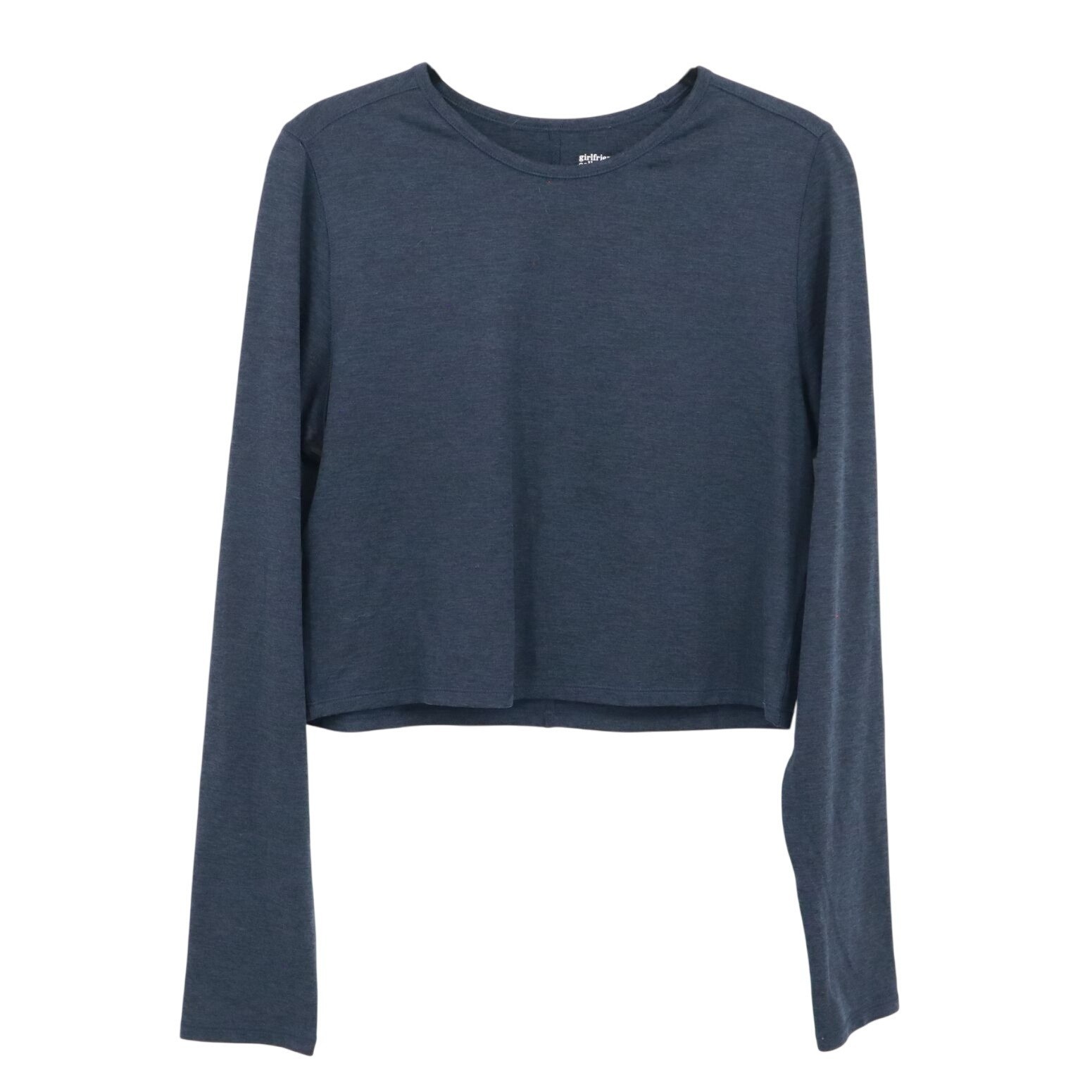 Girlfriend Collective Crop Top Womens L Navy Activewear Athletic Sporty Lounge