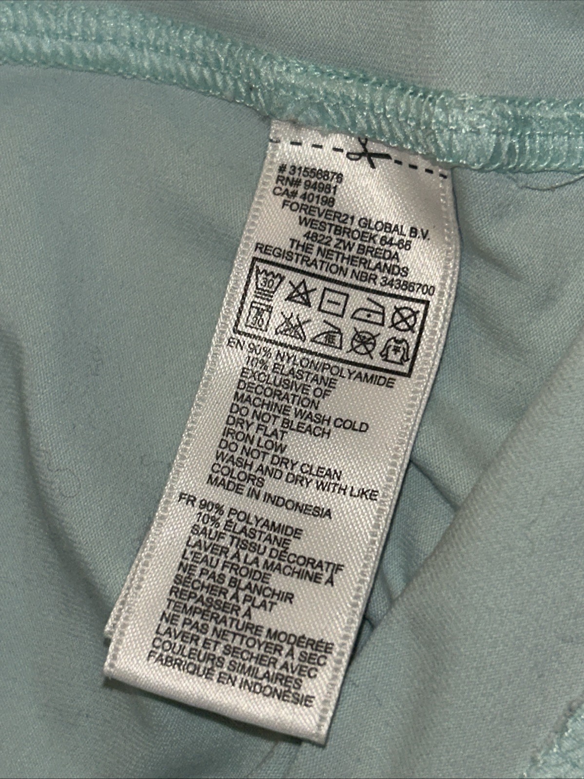 Forever 21 Small Teal Athletic Long Sleeve 3/4 Sleeve High Neck