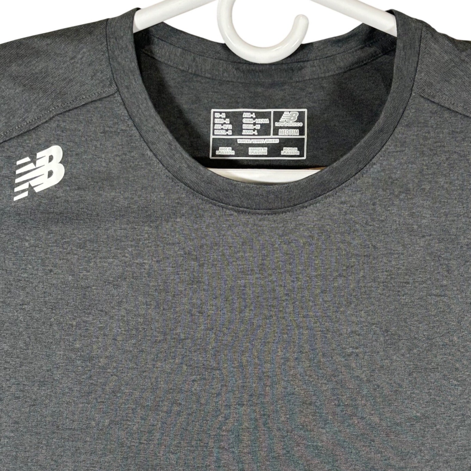 New Balance Womens NB Dry SS Tech Tee Heather Gray Athletic Shirt New Medium