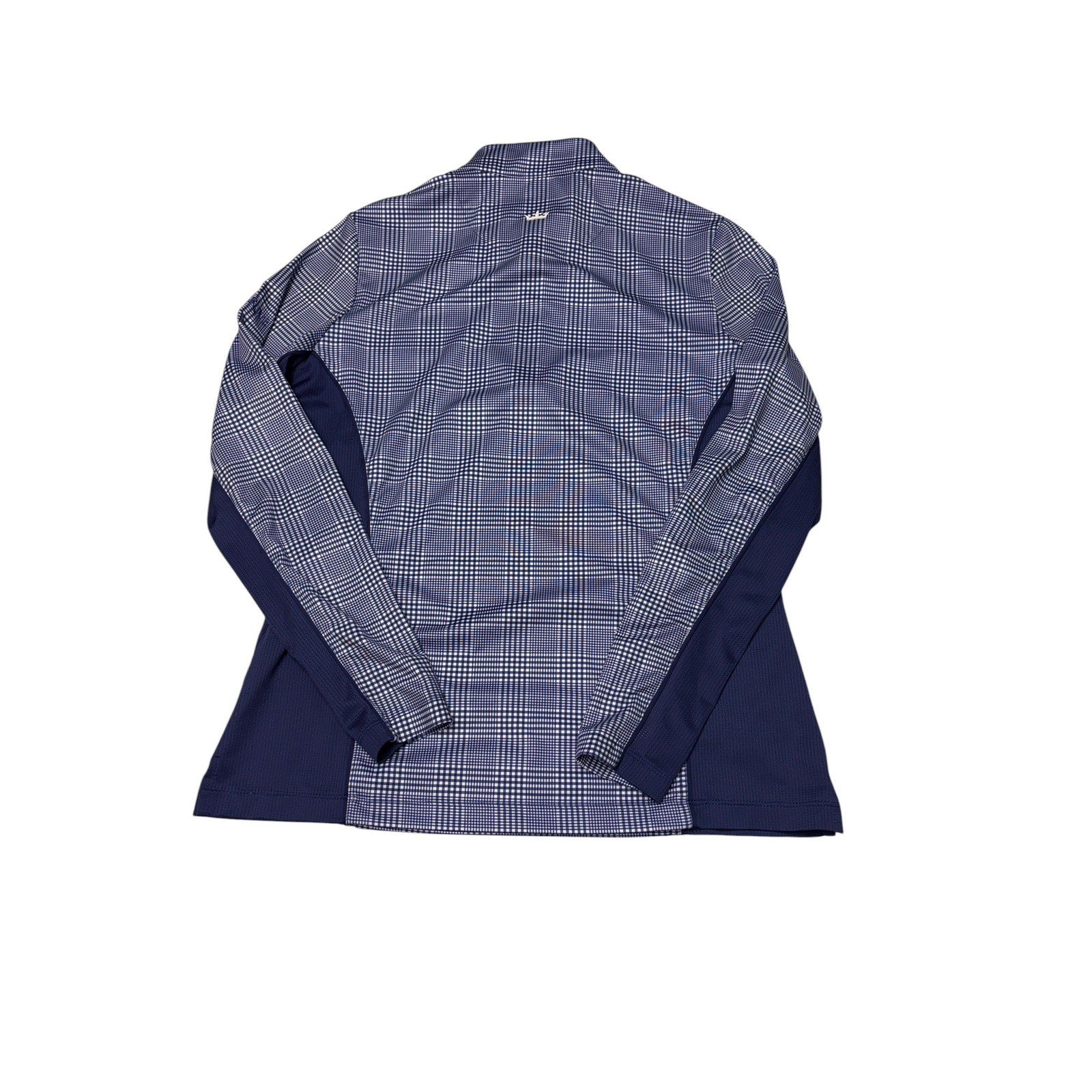 Peter Millar Sun Comfort Womens Medium Navy Plaid 1/4 Zip Pullover UPF 50 Golf
