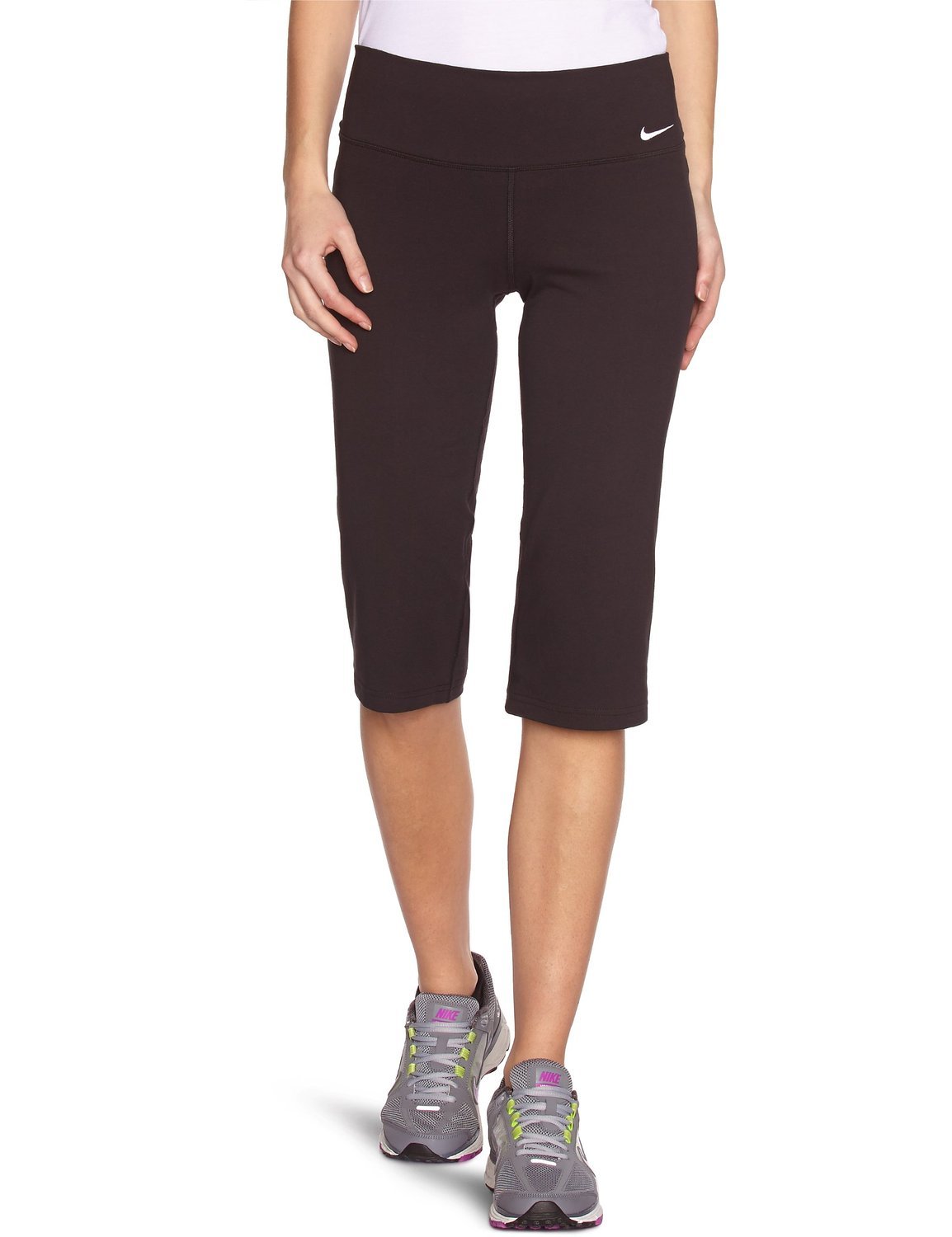 NWT $45 Women’s NIKE Legend 2.0 Reg DFC Ladies Black Cotton Capri Pants #548500