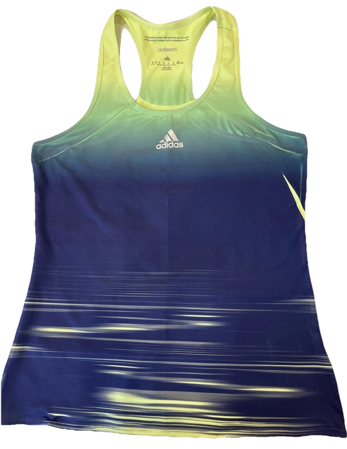 Women’s Adidas Adizero 2015 US Open Tennis Tank Blue/Yellow Gradient Size M