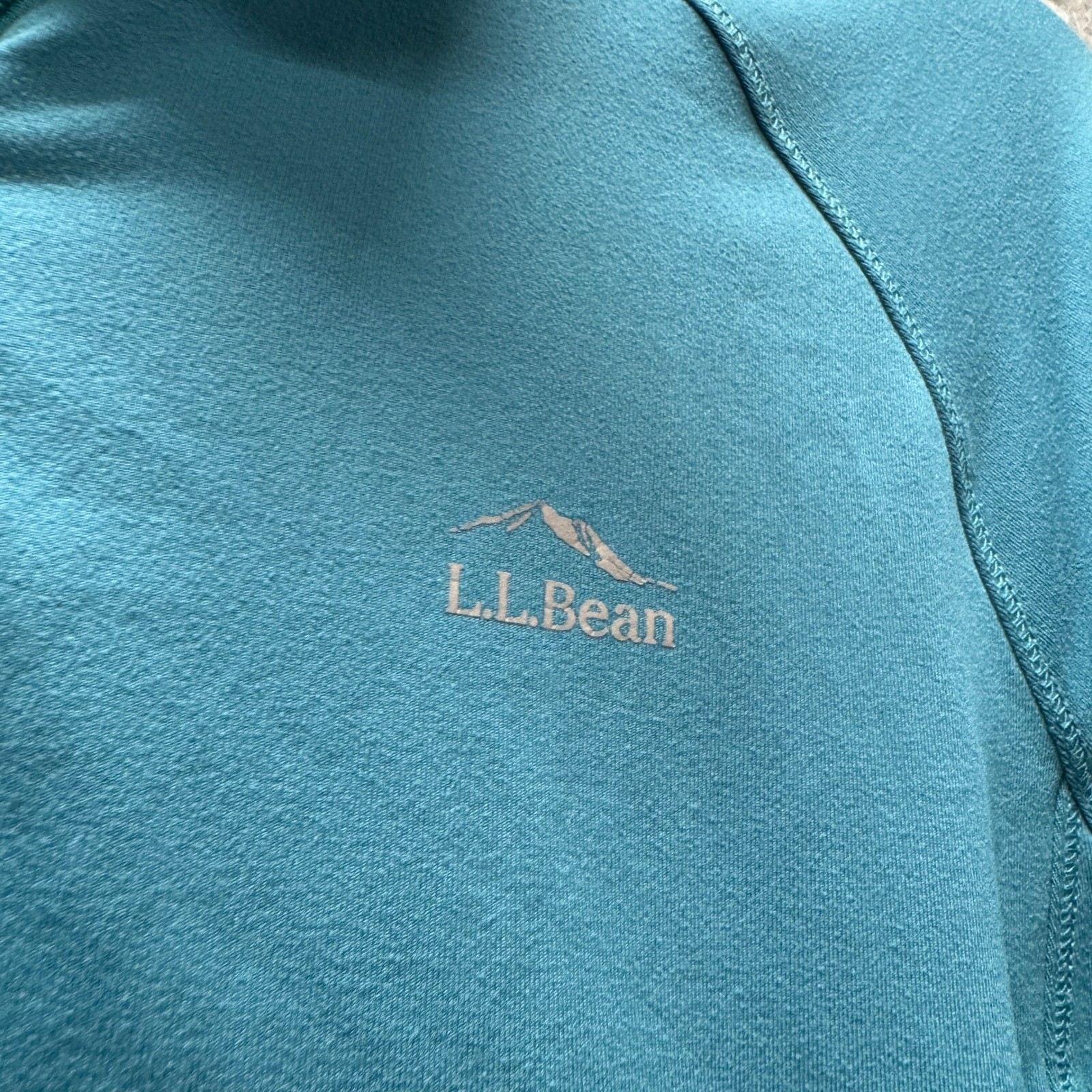 LL Bean 1/4 Zip Pullover Womens Large Teal Activewear Hiking Gorpcore Thumbholes