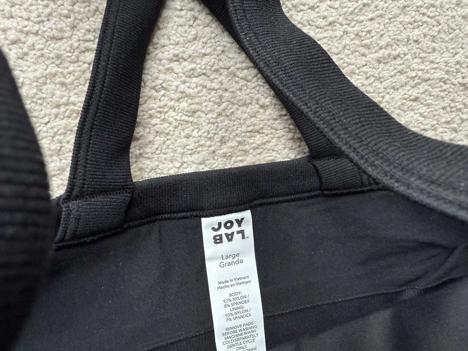 JoyLab Joy Lab Seamless Cropped Support Tank Top Black Criss Cross Back Pads L