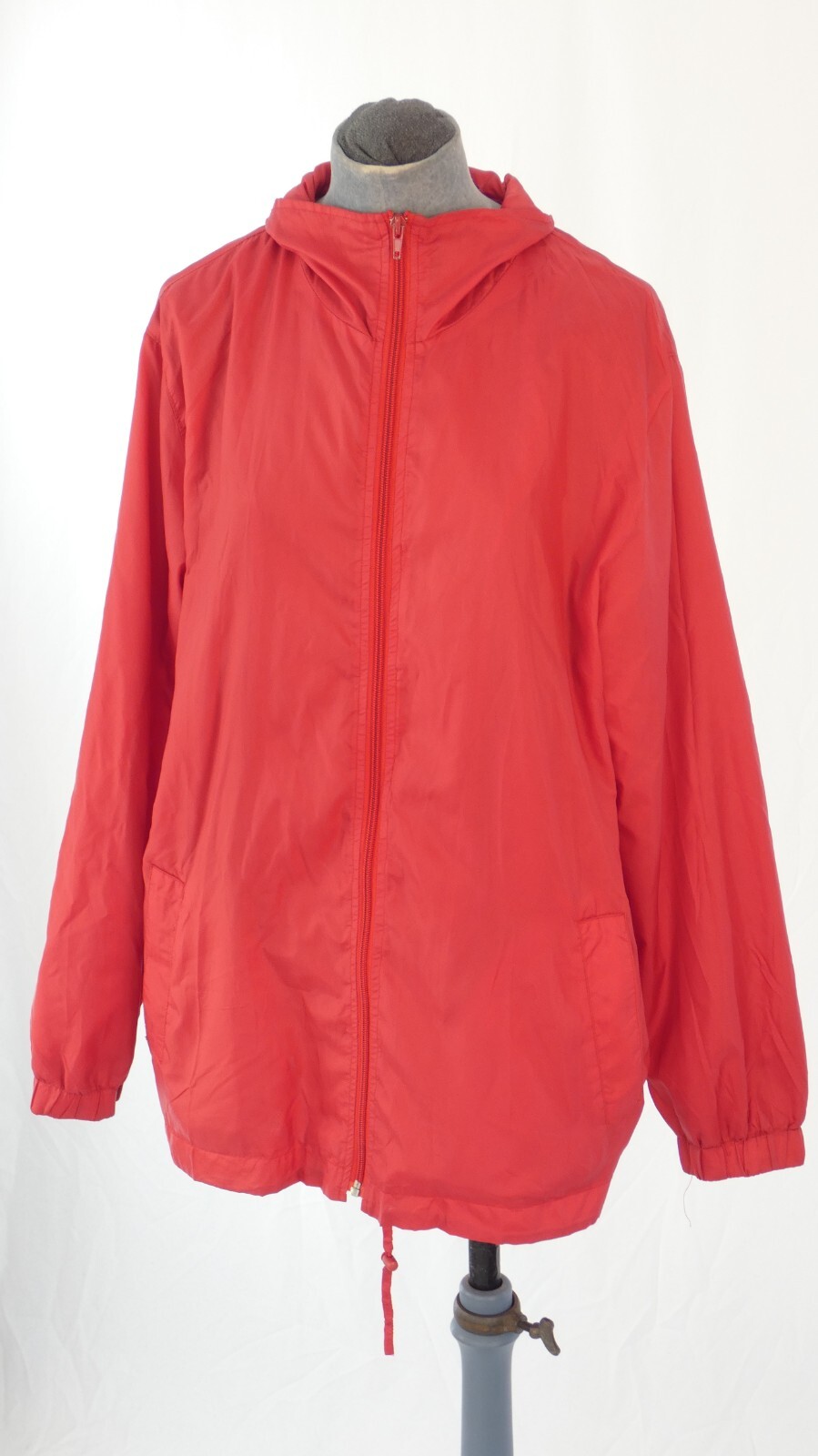 Vintage Red Nylon Jacket Lightweight Hooded Windbreaker 90s Utility UK 12