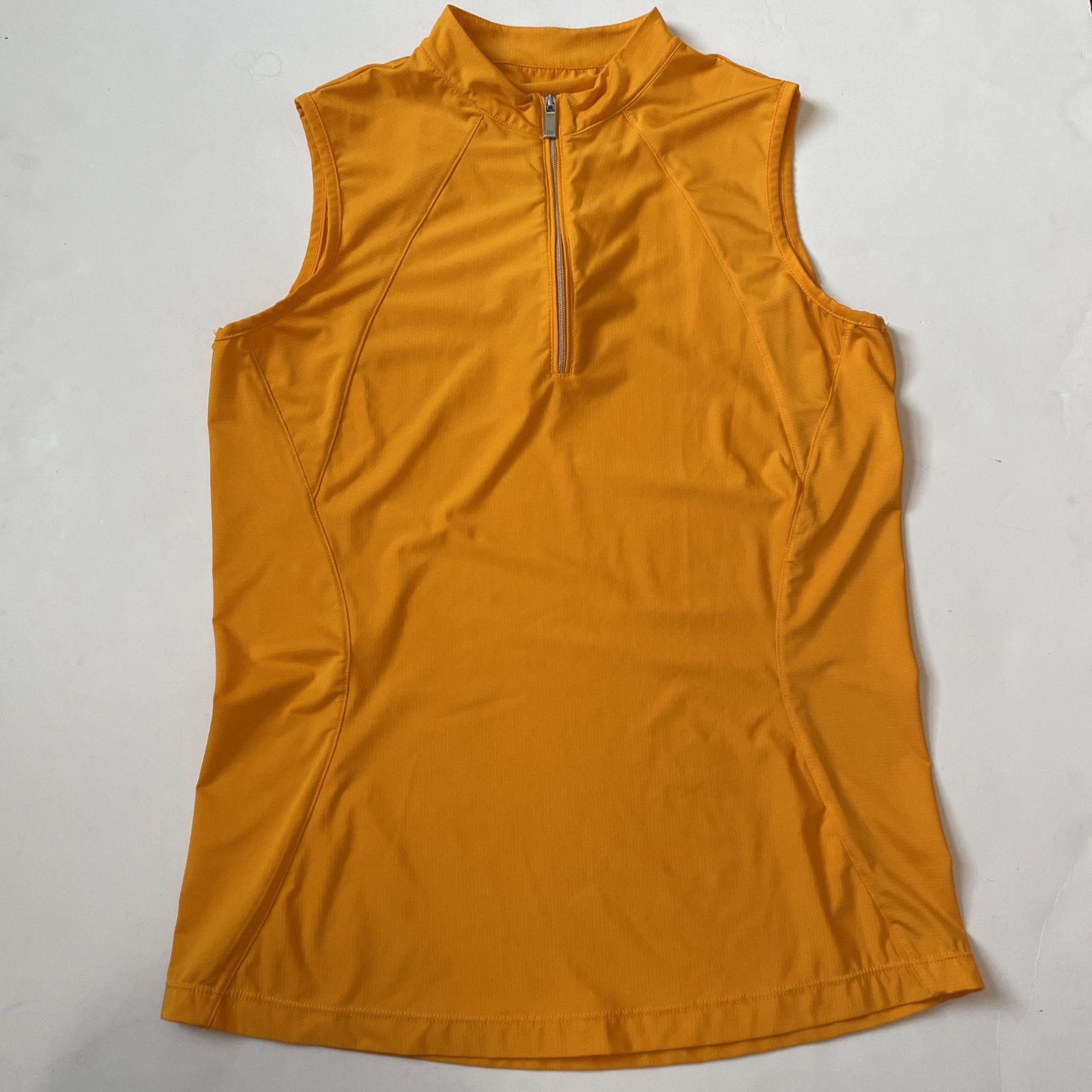 Tail Tech Golf Tank Top Womens S Sleeveless 1/4 Zip Orange