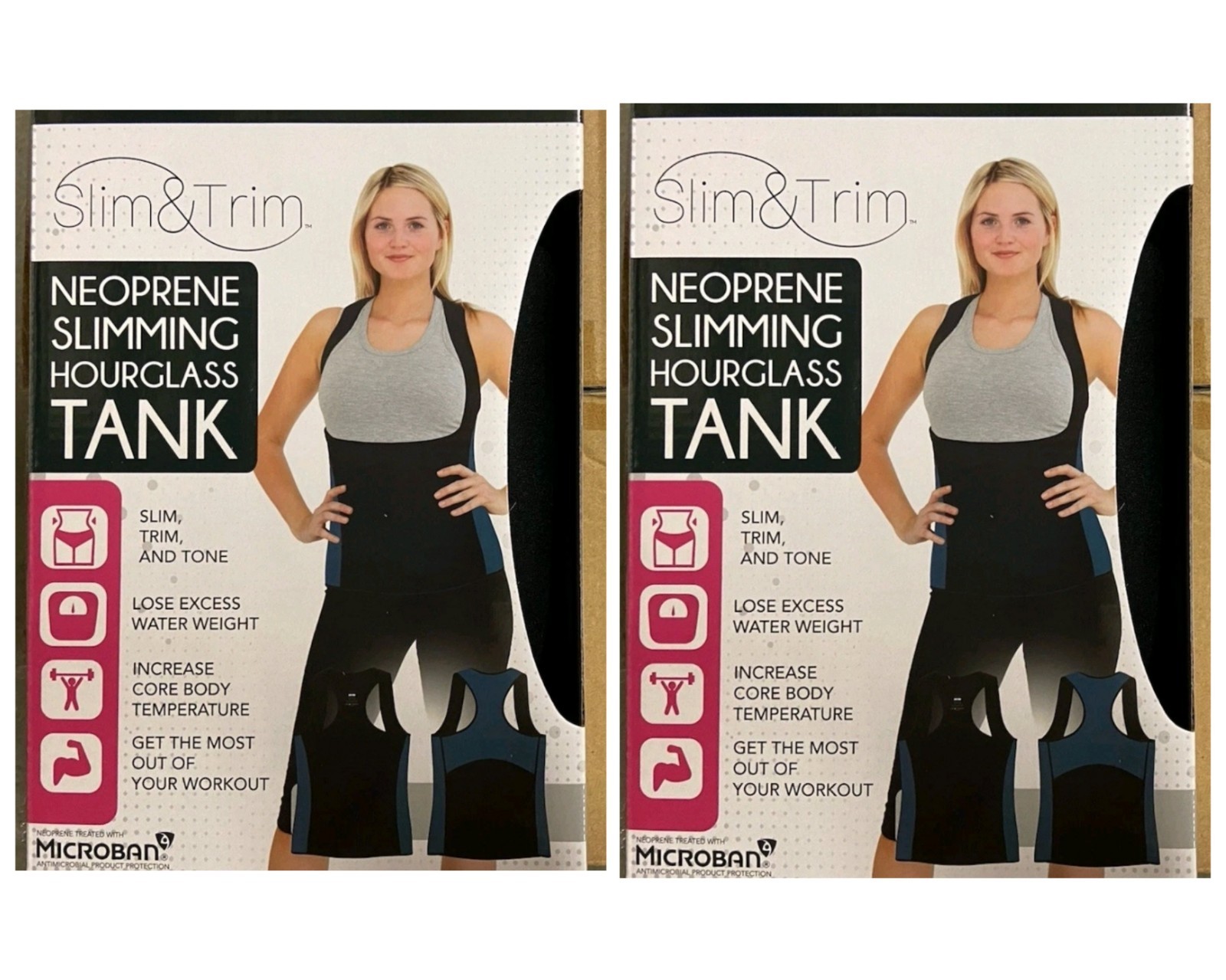 Set Of 2 Slim & Trim Neoprene Womens Medium Slimming Exercise Tank Top Workout