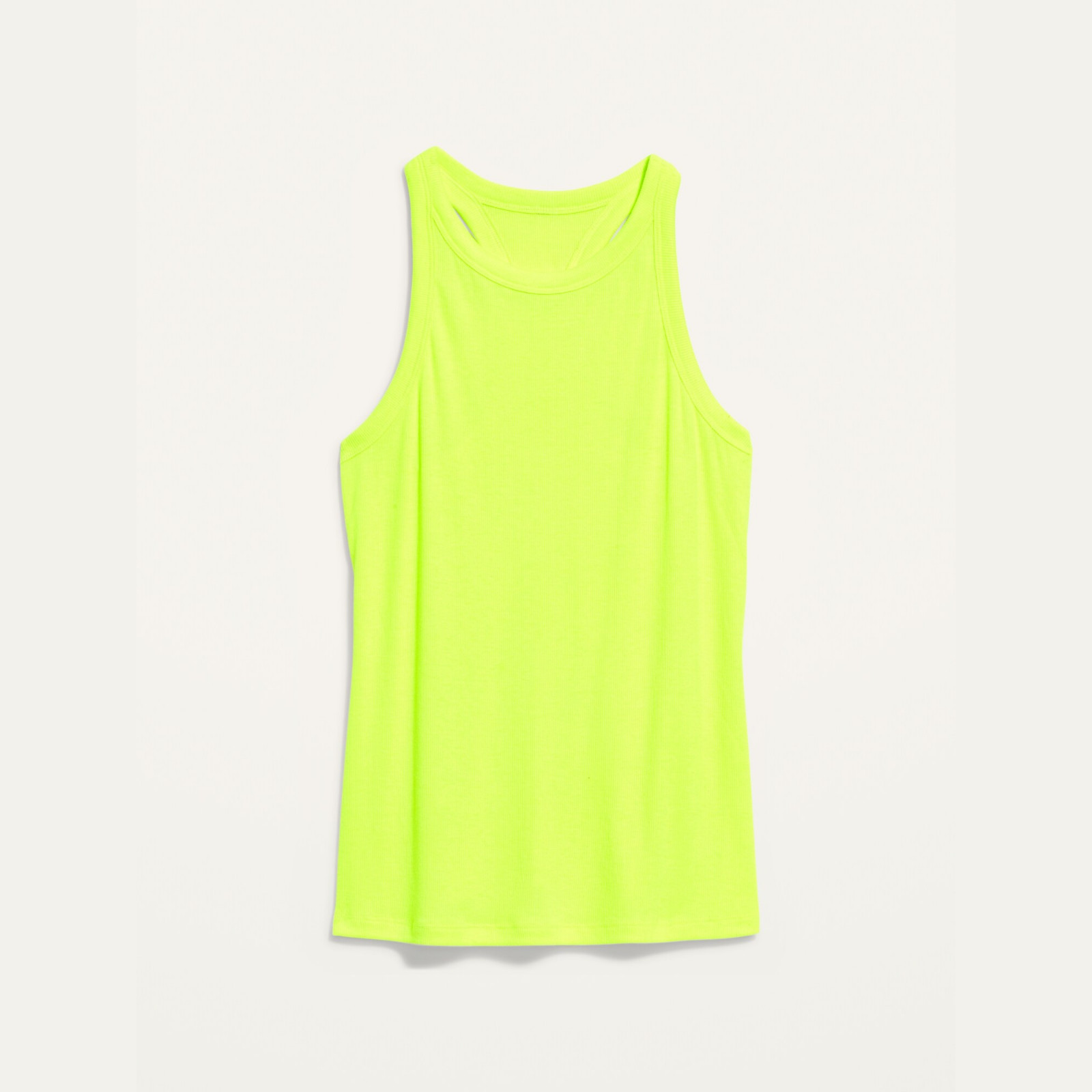 UltraLite Rib-Knit Racerback Tank Top Bright Neon Highlighter Yellow 4X