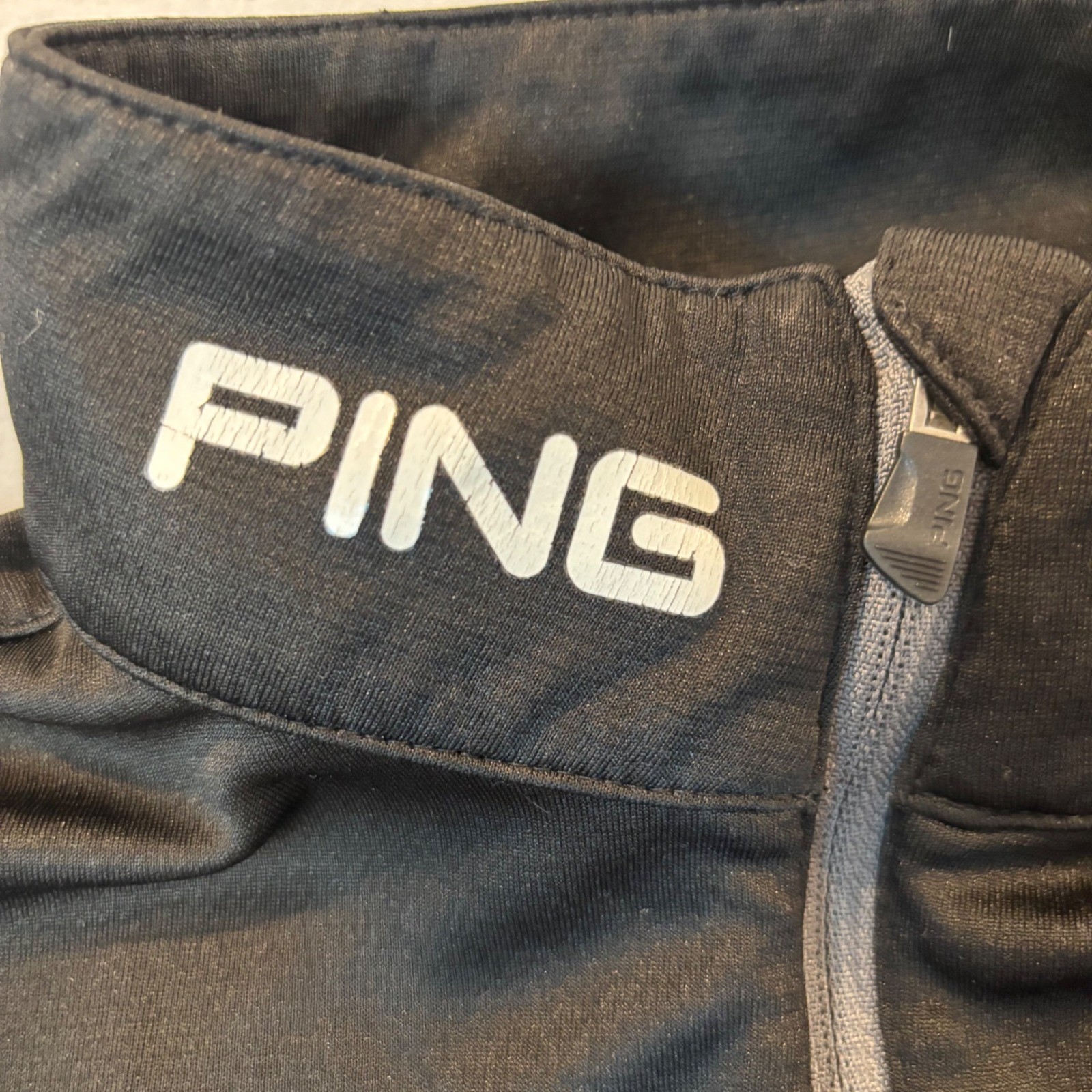Ping Womens Golf Pullover Black Long Sleeve Quarter Zip Athletic Top Size M