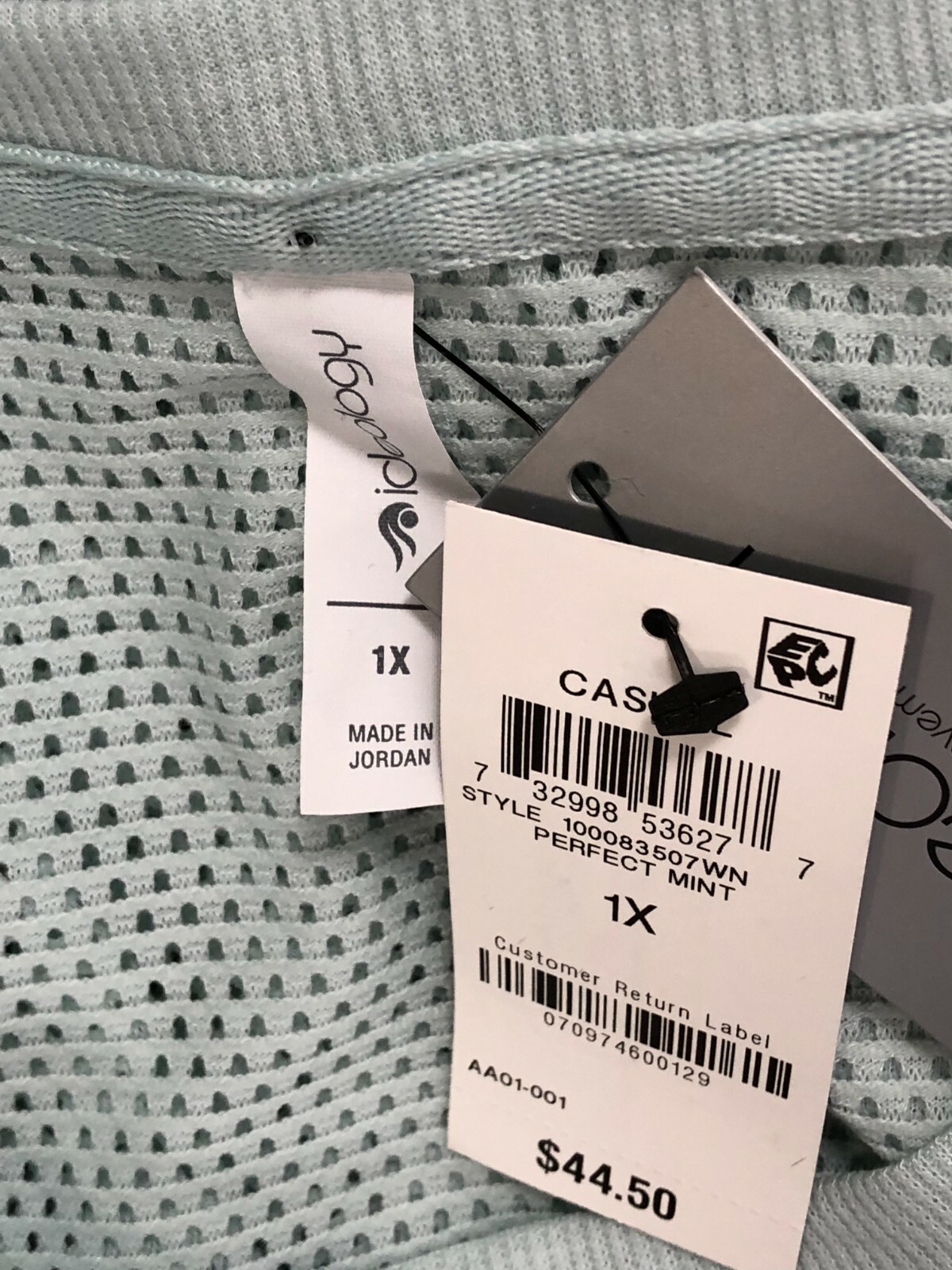 New Ideology Womens Pullover Top Mint Green Sheer Polyester Rayon Spandex 1X