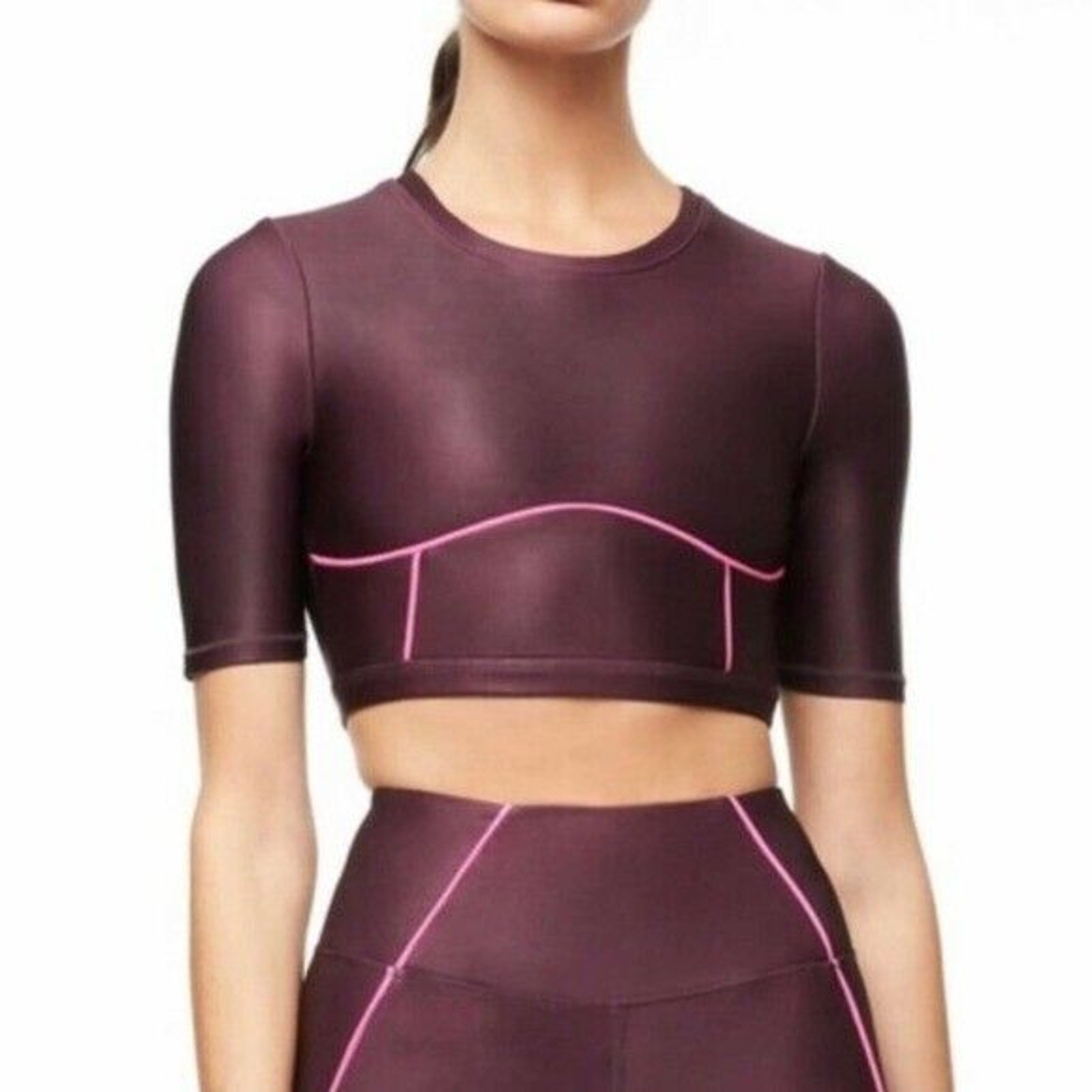 GOOD AMERICAN NEW $89 Electric Feel Cropped Top Bordeaux Size 1 / Small
