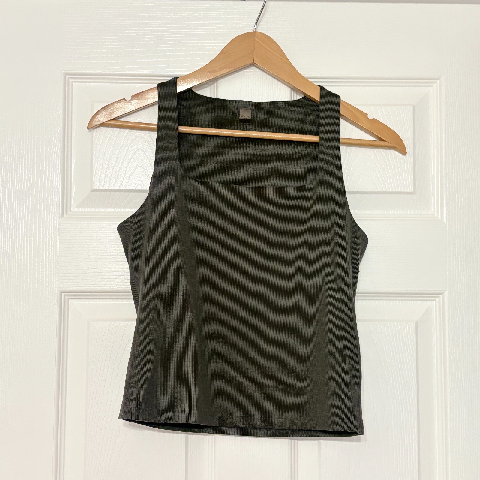 Beyond Yoga Square Neck Tank Top Womens M Gray Spacedye Cropped Sports Bra USA