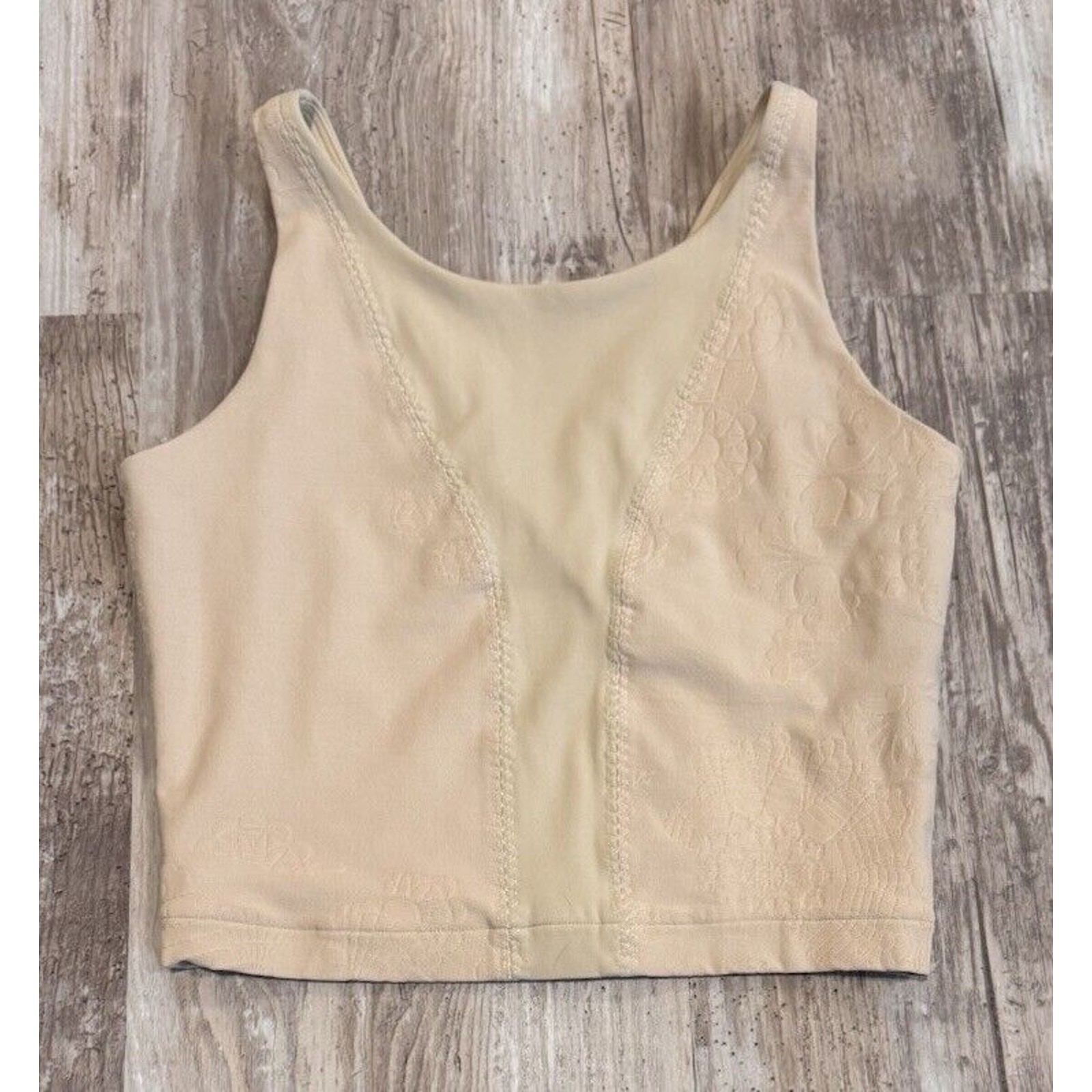 Nike Yoga Printed Crop Top Women’s Size S Cream/Light Tan/Nude