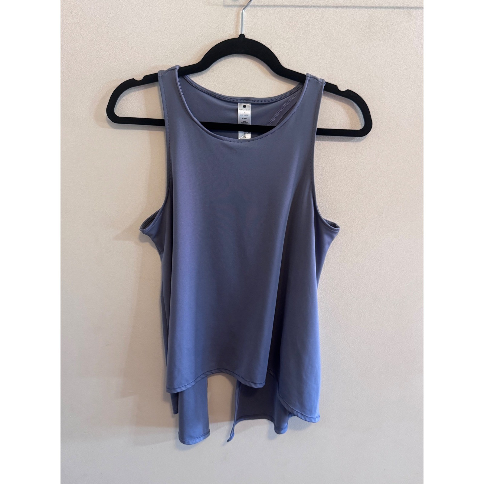 Yogalicious Open Back Active Tank Top | Blue Purple Tulip Hem Workout Top Size S