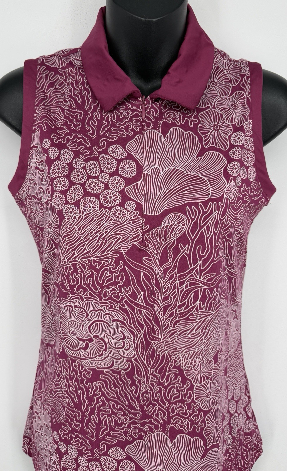 Tommy Bahama Womens Golf Tennis Purple Coral Polo Tank Top XS Tropical Half Zip