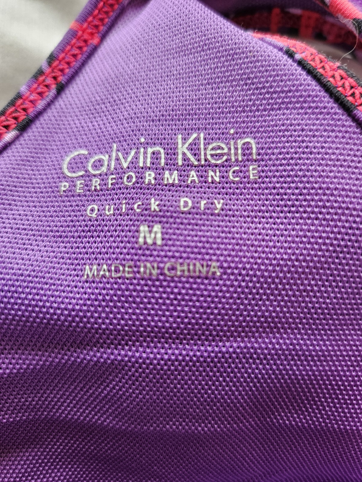 Calvin Klein Performance Quick Dry Active Bra Tank Top Racer Back Purple Medium