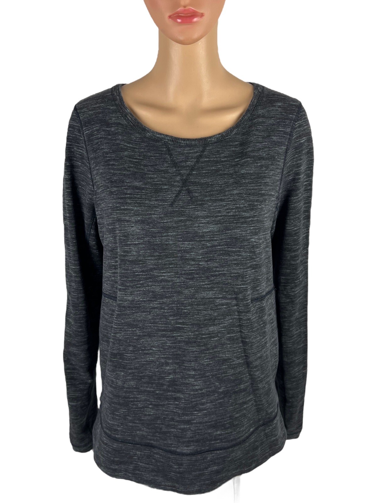 Lululemon Womens 8 Exhalation Pullover Sweatshirt Top Heathered Gray Green EUC