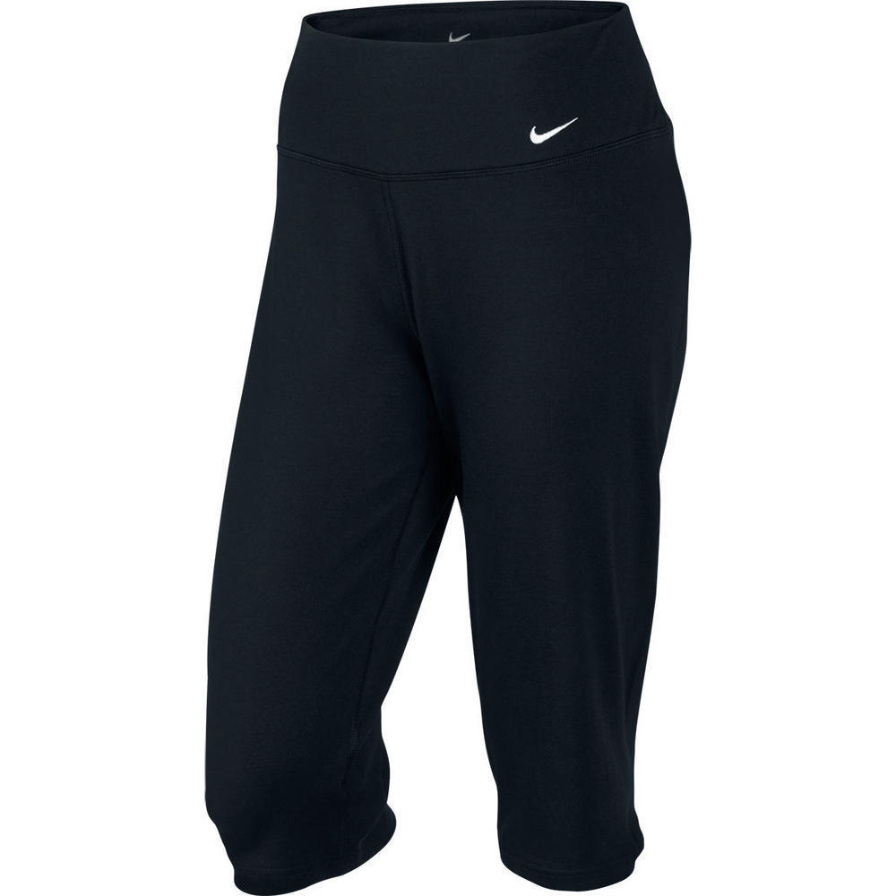 NWT $45 Women’s NIKE Legend 2.0 Reg DFC Ladies Black Cotton Capri Pants #548500