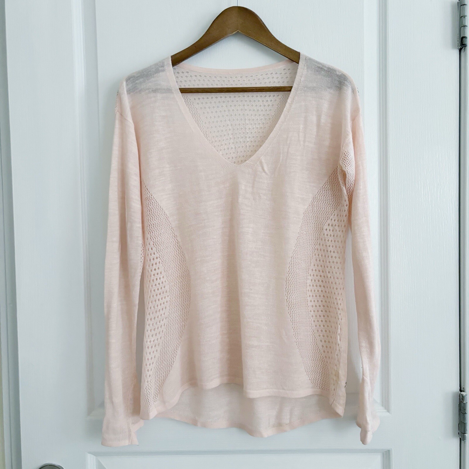 Lululemon Pink Linen Blend Still Movement Pullover Sweater Sz 6 Balletcore