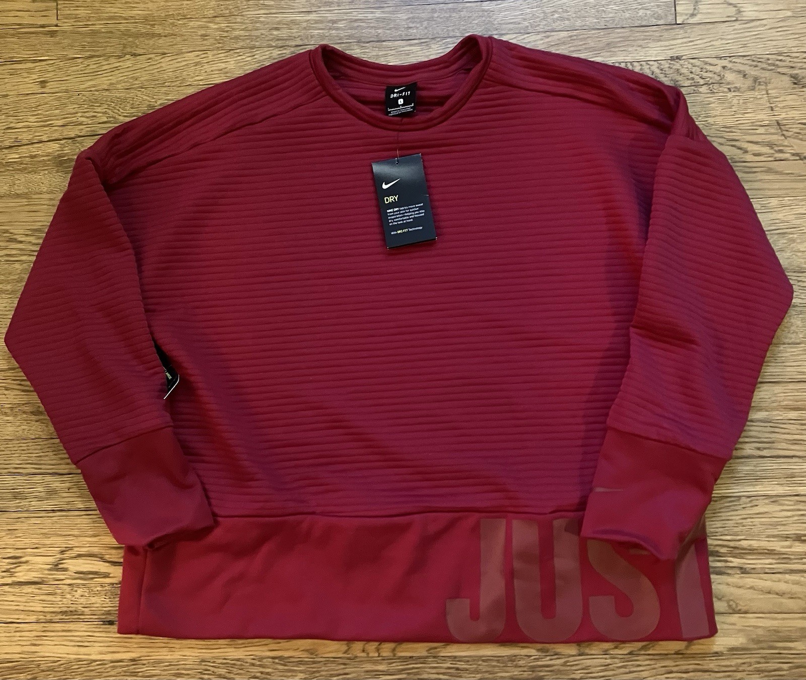 Nike Dri Fit Women’s Training Sweatshirt Top Just Do It Red L NWT