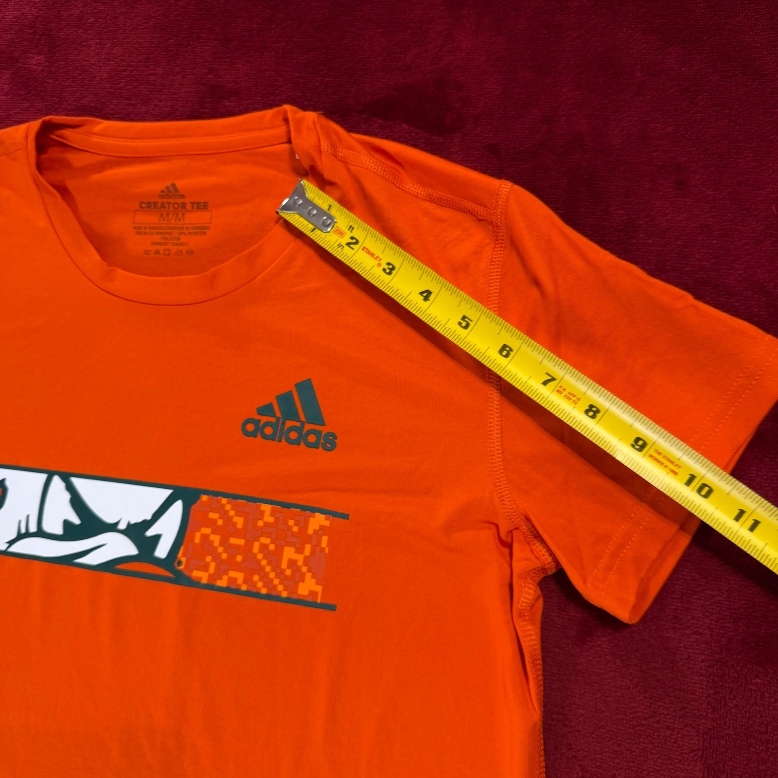 Adidas Creator Tee LADIES Medium Orange Graphic Performance Short Sleeve T-Shirt