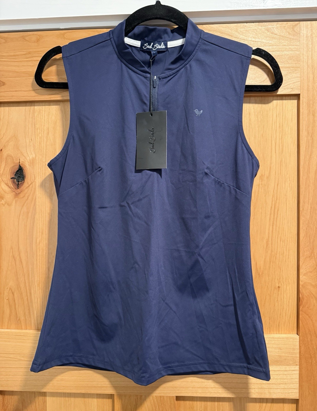 NWT Bad Birdie Blade Polo Golf Shirt Women Sm Navy Blue Quarter Zip Sleeveless